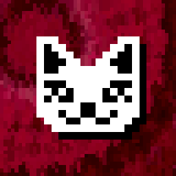 My profile picture. It's a pixel-art kitty on a red background.